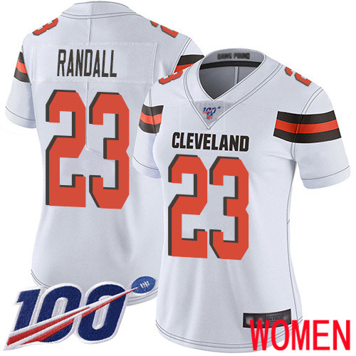 Cleveland Browns Damarious Randall Women White Limited Jersey #23 NFL Football Road 100th Season Vapor Untouchable